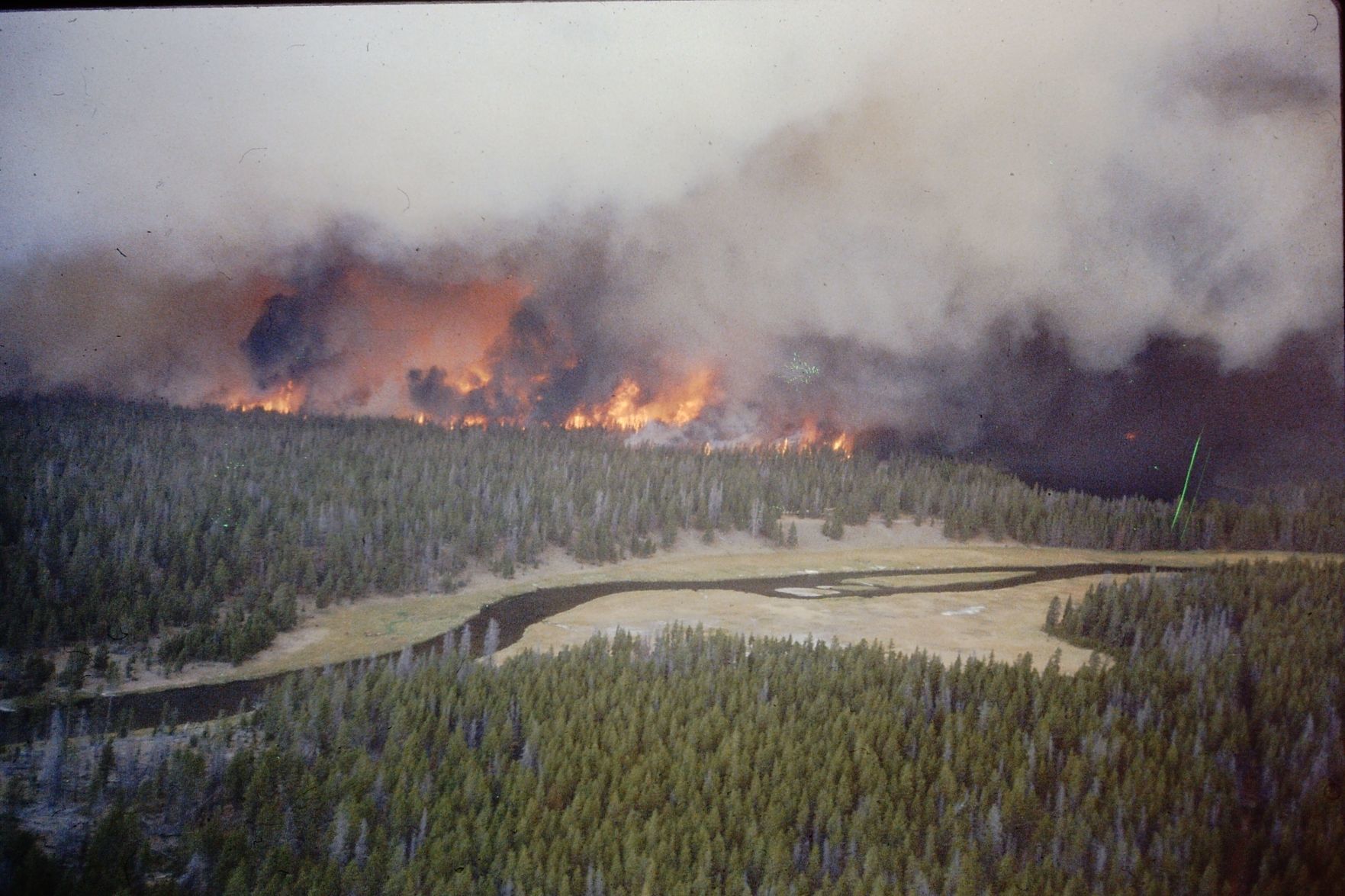 Fire approaches Firehole River